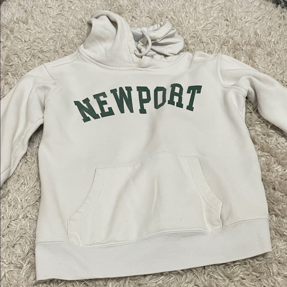 Marshalls Cream Hoodie with Green Newport Print